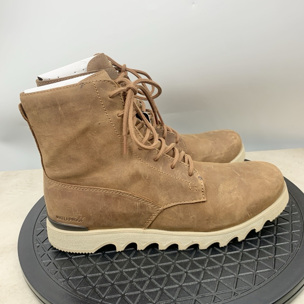 Sorel Kezar Boots Men Size 10.5 Shoes Tall Lace Up Waterproof Brown Leather